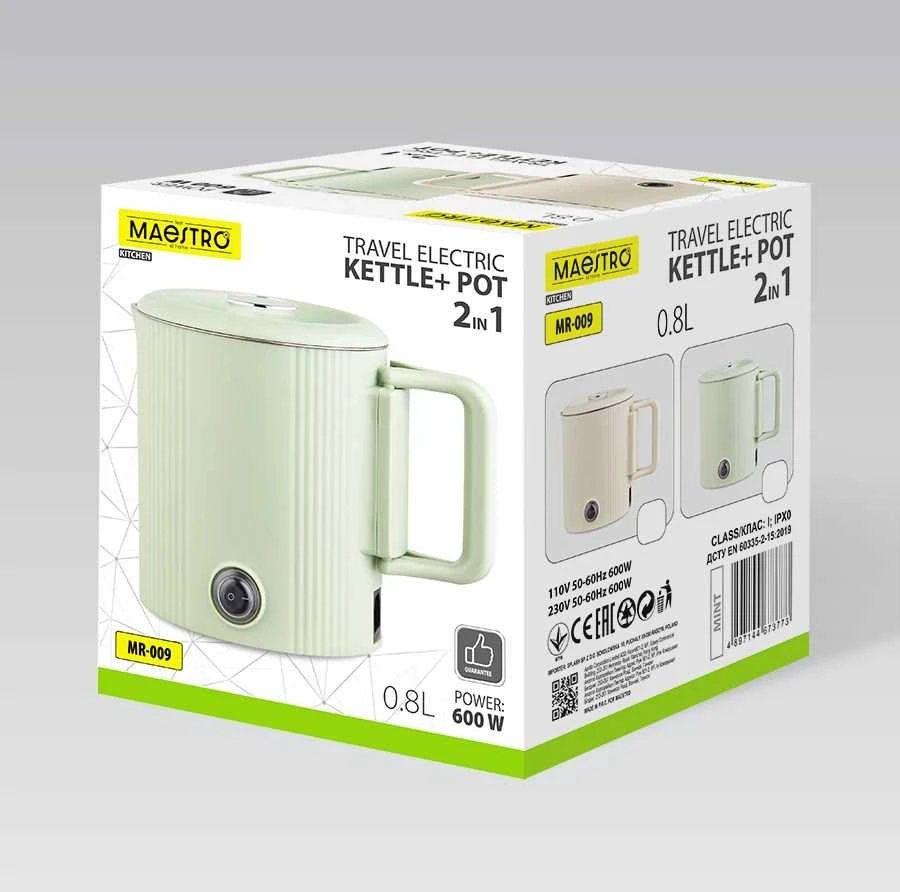Maestro Riposo Kelioninis elektrinis virdulys / puodas 0.8 L, 009