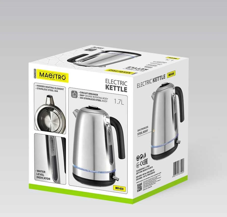 Maestro MR-050 elektrinis virdulys 1,7 l nerūdijančio plieno