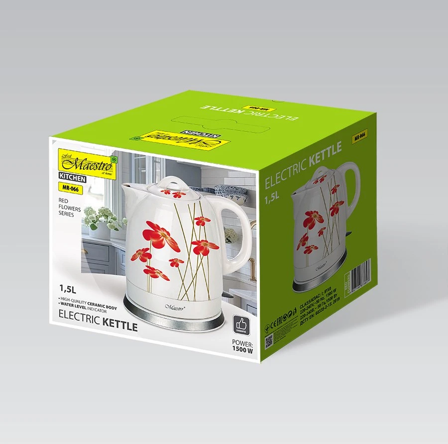Keramikinis virdulys 1,5L Maestro MR-066-Raudonas