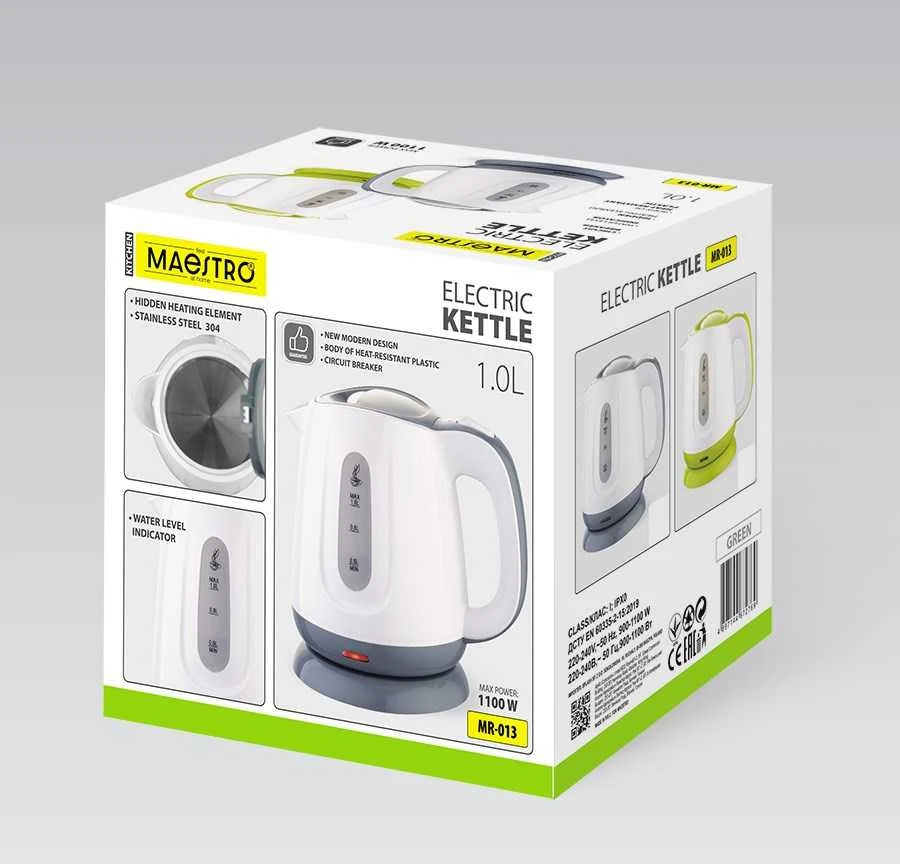Elektrinis virdulys MAESTRO MR013 1 L 1100 W (MR-013-Žalias) Žalias, Baltas