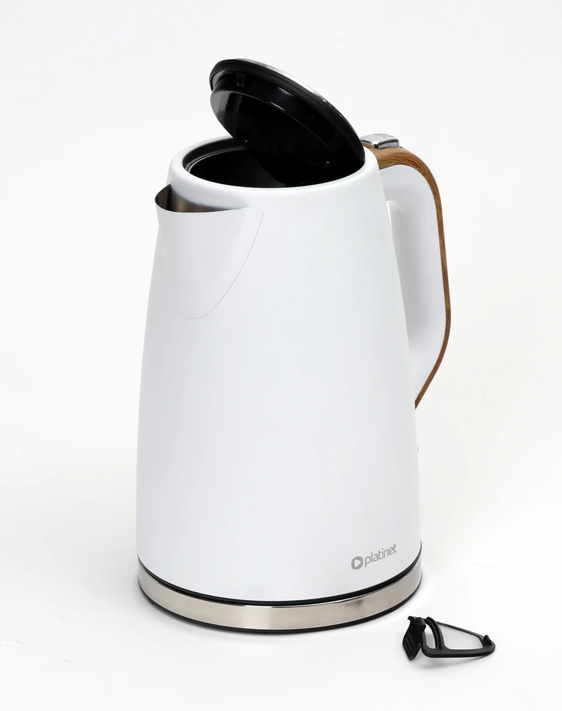 Elektrinis virdulys - Platinet PEKVWW 1,7 l 2000–2400 W Nerūdijantis plienas Medinė rankena Balta