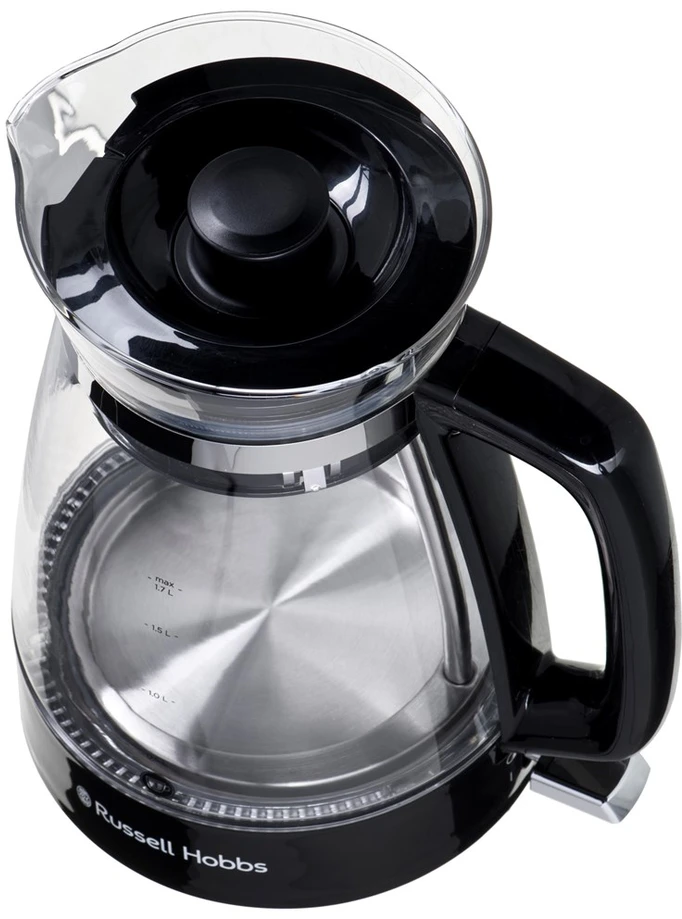 Russell Hobbs Virdulys stiklinis klasikinio dizaino su LED apšvietimu (1,7 l, 2400 W, greito virimo funkcija, optimizuotas stiklinis snapelis, nuimamas dangtis, l