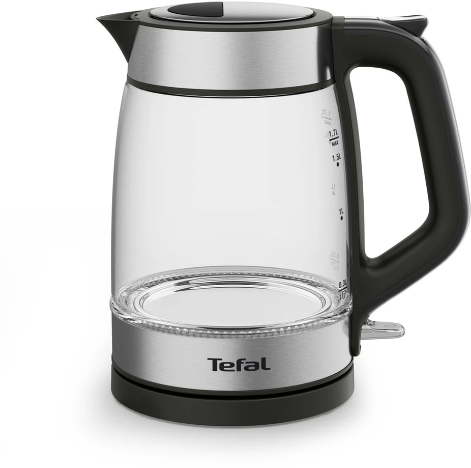 Tefal Glass Virdulys KI605830 electric virdulys 1.7 L 2200 W Juodas, Sidabrinis, Transparent