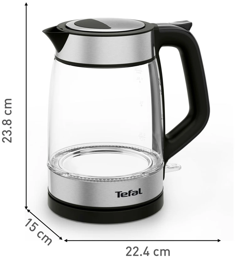 Tefal Glass Virdulys KI605830 electric virdulys 1.7 L 2200 W Juodas, Sidabrinis, Transparent