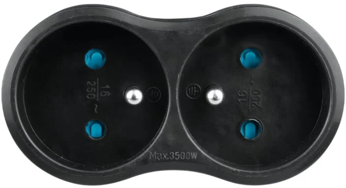 Elektros skirstytuvas - 2 lizdai su įžeminimu - juodas - DPM P902B