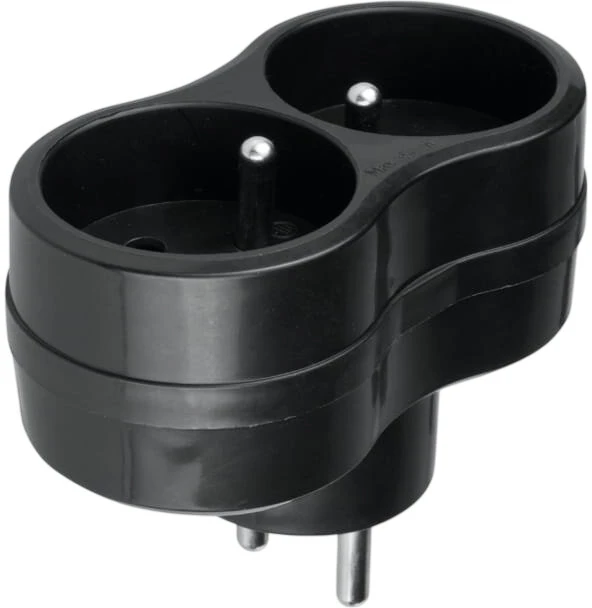 Elektros skirstytuvas - 2 lizdai su įžeminimu - juodas - DPM P902B