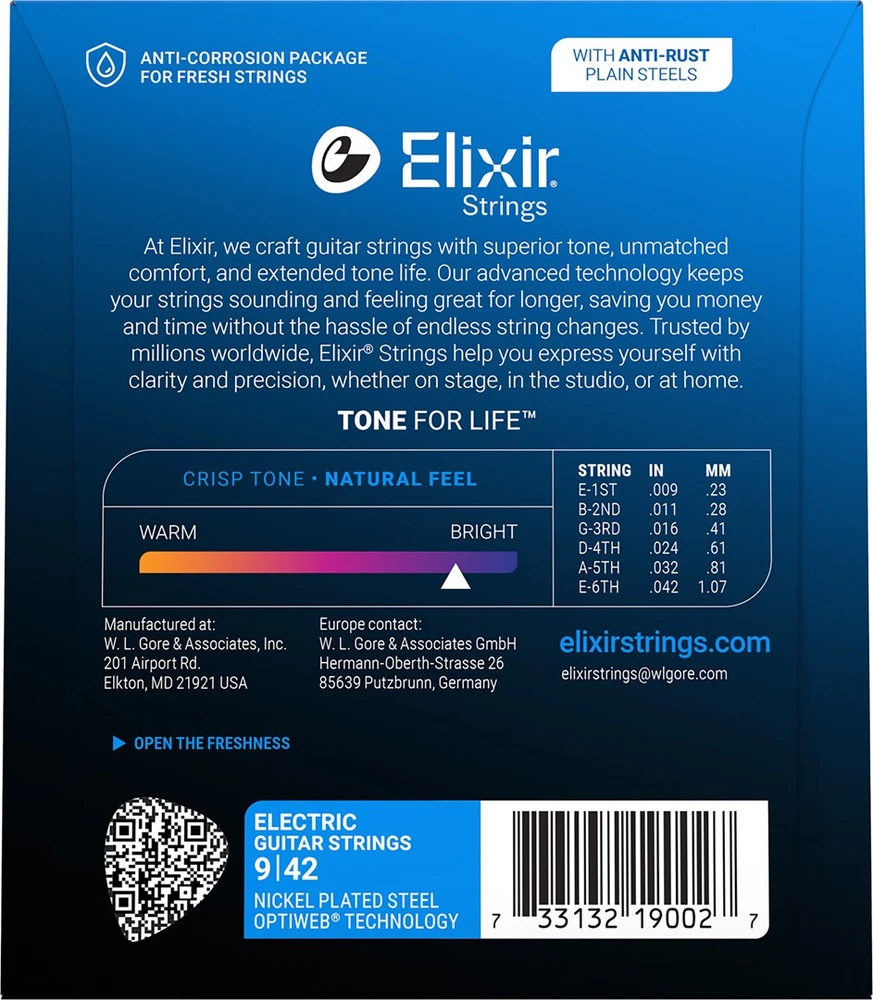 Elixir Strings Eliksyras Stygos el. gitarai Eliksyras 12000 Polyweb 9-42