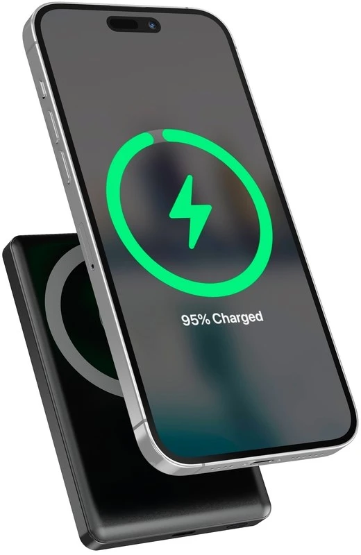 Gembird PB10-WPC15M-LCD-01 magnetinė belaidė išorinė baterija su LCD ekranu, 15W, 10000 mAh, juodas