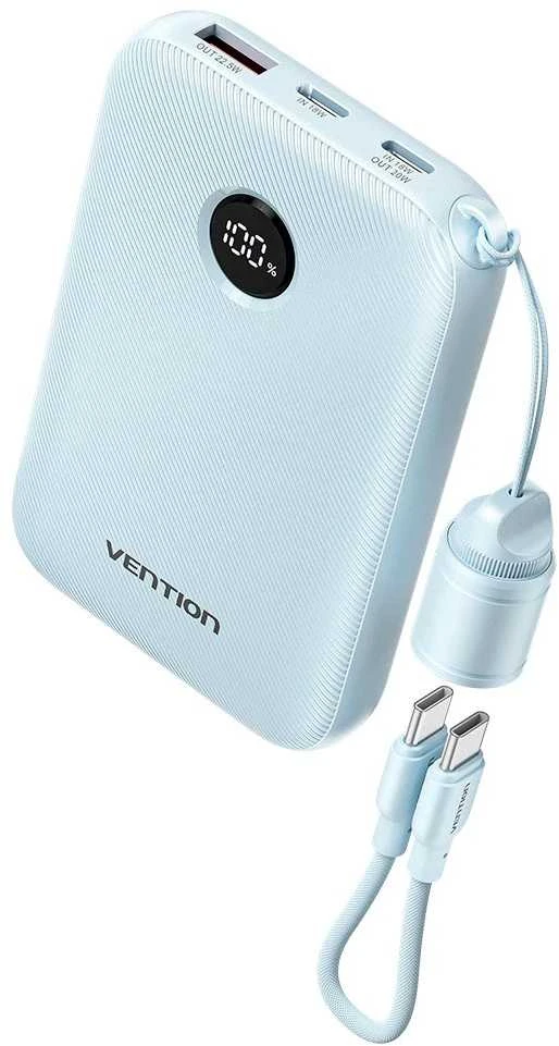 Vention 10000mAh Powerbank 2xUSB-C 1xUSB-A 22.5W, mėlynas