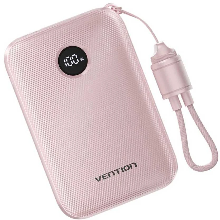 „Vention“ 10000mAh išorinė baterija, 2xUSB-C, 1xUSB-A, 22,5 W, rožinė