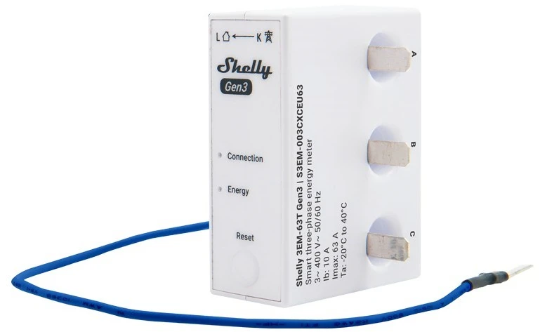Shelly 3EM-63T Gen3 elektros sąnaudų skaitiklis