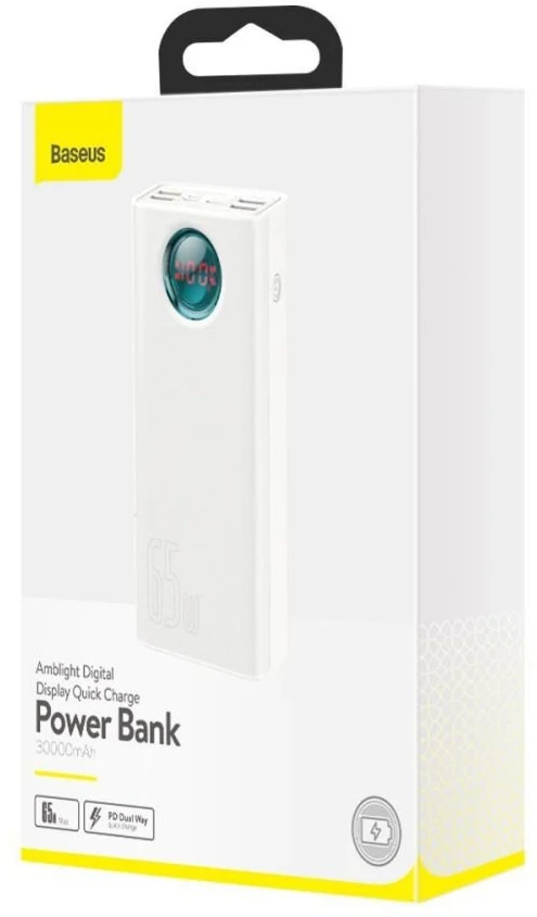 Powerbank Baseus Amblight 30000mAh 4xUSB USB-C 65W - baltas