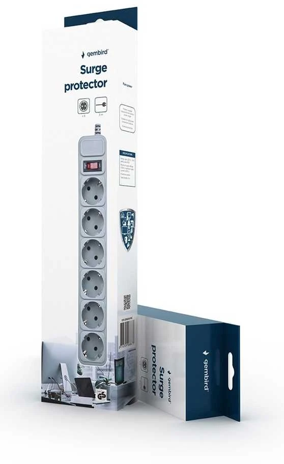 Gembird | Power Cube viršįtampių apsauga | SPG6-B-10C | Apsauga nuo viršįtampių Power Cube, 6 lizdai, 10 pėdų PURE POWERApsaugo vertingą įrangą nuo žalingų galios šuoliųTinka daug energijos vartojantiems įrenginiams Apsauga nuo perkrovosSaugus vaikams