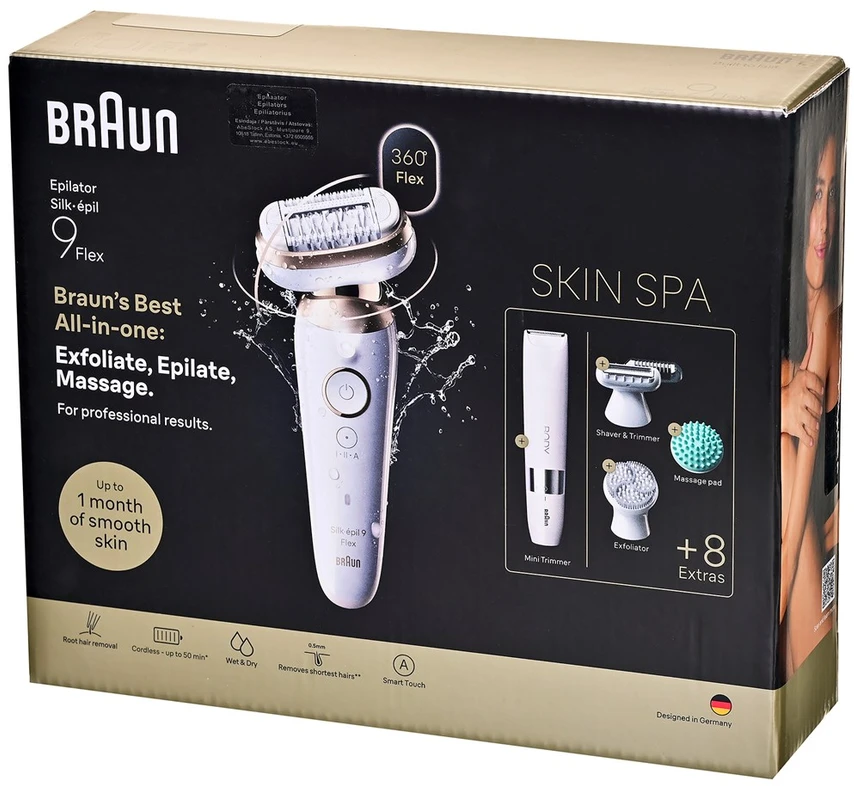 Epiliatorius Braun Silk•épil 9 Flex SkinSpa SES9-481 3D, aukso sp./balta sp.