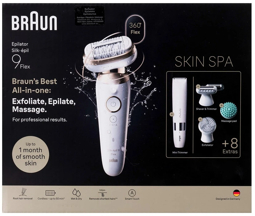 Epiliatorius Braun Silk•épil 9 Flex SkinSpa SES9-481 3D, aukso sp./balta sp.