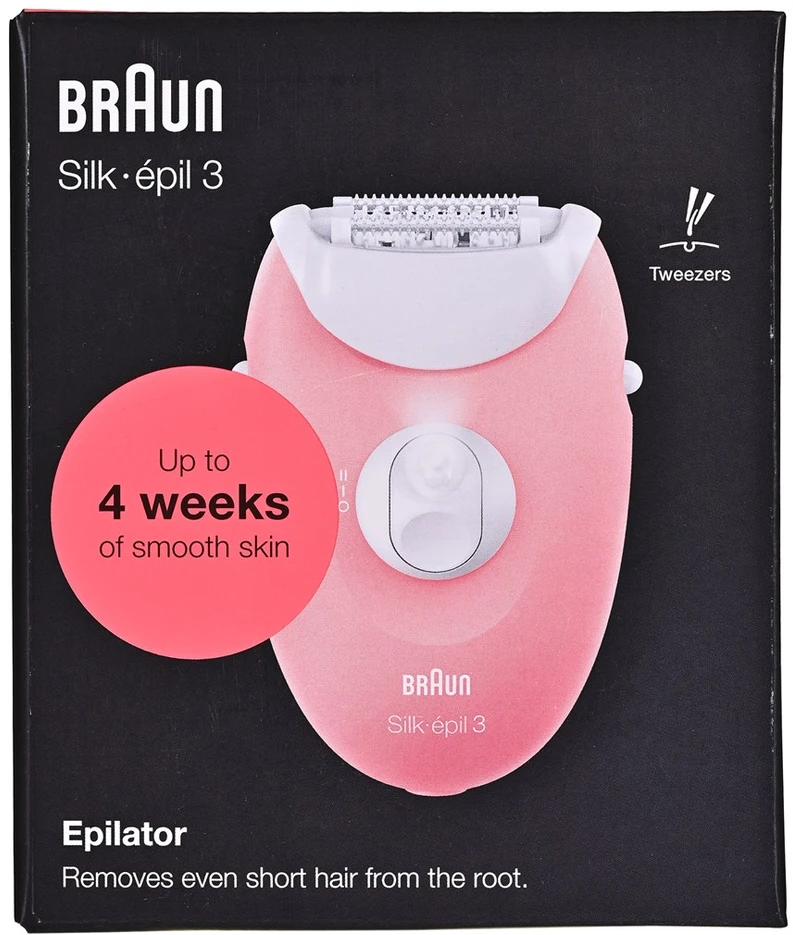 BRAUN Silk-épil 3 SES 3-176 Epilator, Baltas and Rožinė