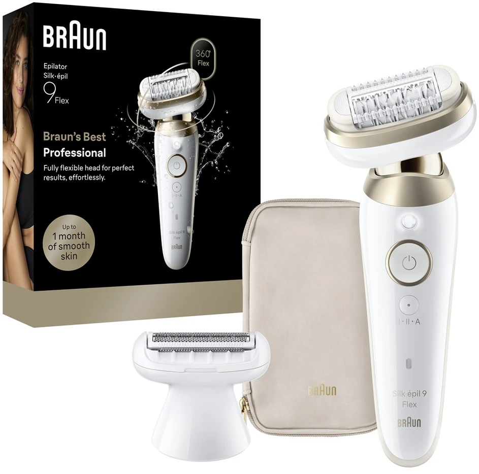 Epilatorius - Braun Silk-épil 9 Flex 9-030, 40 pincetų, Baltas, Auksinis