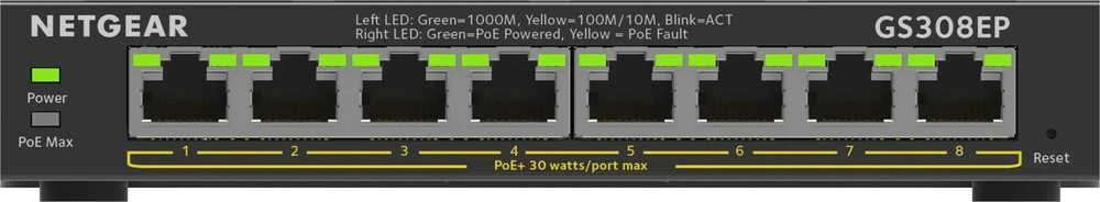 Šakotuvas NETGEAR 8PT GE Plus jungiklis W/POE+