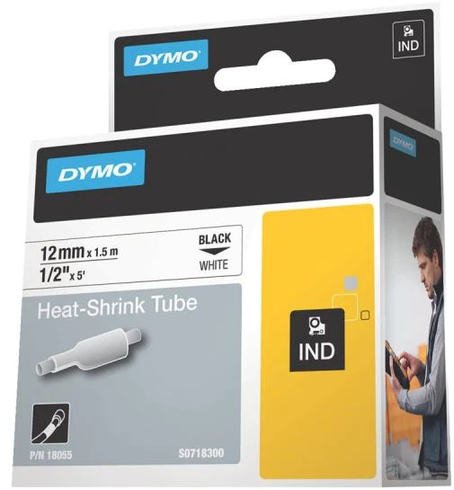Juostelės etikečių spausdintuvams Dymo RHINO, vinilinė balta, 12mm x 1,5 m
