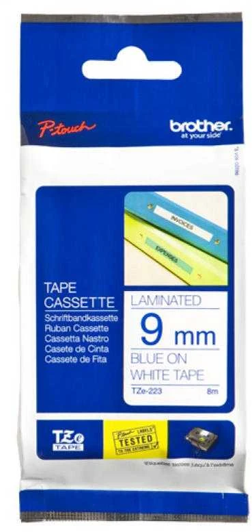 Brother | TZe-223 Laminated tape | Mėlyna on Baltas | TZe | 8 m | 0.9 cm
