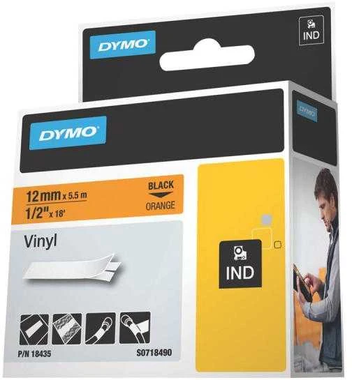 Juostelė DYMO D1,12 mm x 5,5m, juoda/oranžinė