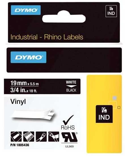 DYMO Rhino Vinilinė Juostelė 19mm x 5.5m / baltas ant juodos (1805436)