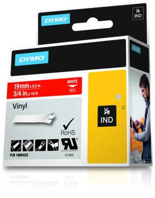 DYMO Rhino Vinilinė Juostelė 19mm x 5.5m / baltas ant raudonos (1805422)