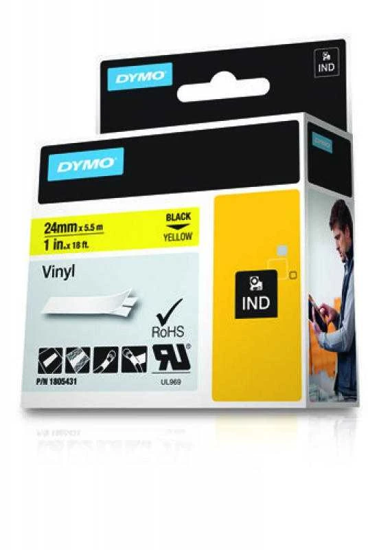 DYMO Rhino Vinilinė Juostelė 24mm x 5.5m / juodas ant geltonos (1805431)