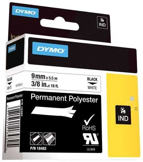 DYMO 18482 etikečių juostelė Juoda ant baltos