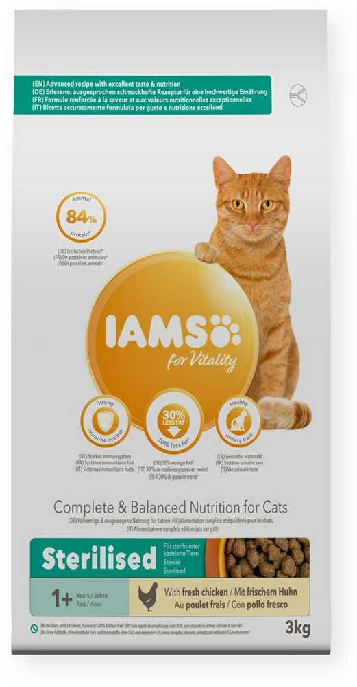 Eukanuba Sausas Kačių Maistas - Iams Vitality Suaugusiems 3 Kg Su Šviežia Vištiena