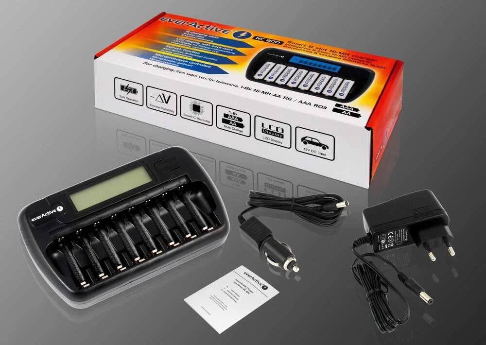 everActive 1-8 AA/AAA elementų kroviklis su LCD ekranu