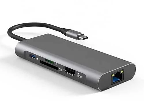 Extra Digital Adapteris USB Type-C - 2 x USB 3.0, 1x USB 2.0, 1x Type C (PD), HDMI, SD, RJ45