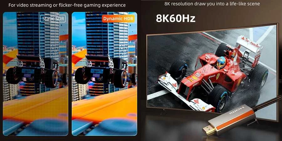 Extra Digital 8K kabelis: ekrano skiriamosios gebos palyginimas