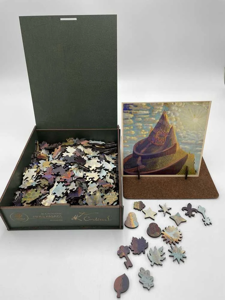 Fantasy Puzzles M.K. Čiurlionis Pilies pasaka – medinė dėlionė, 150 detalių, M