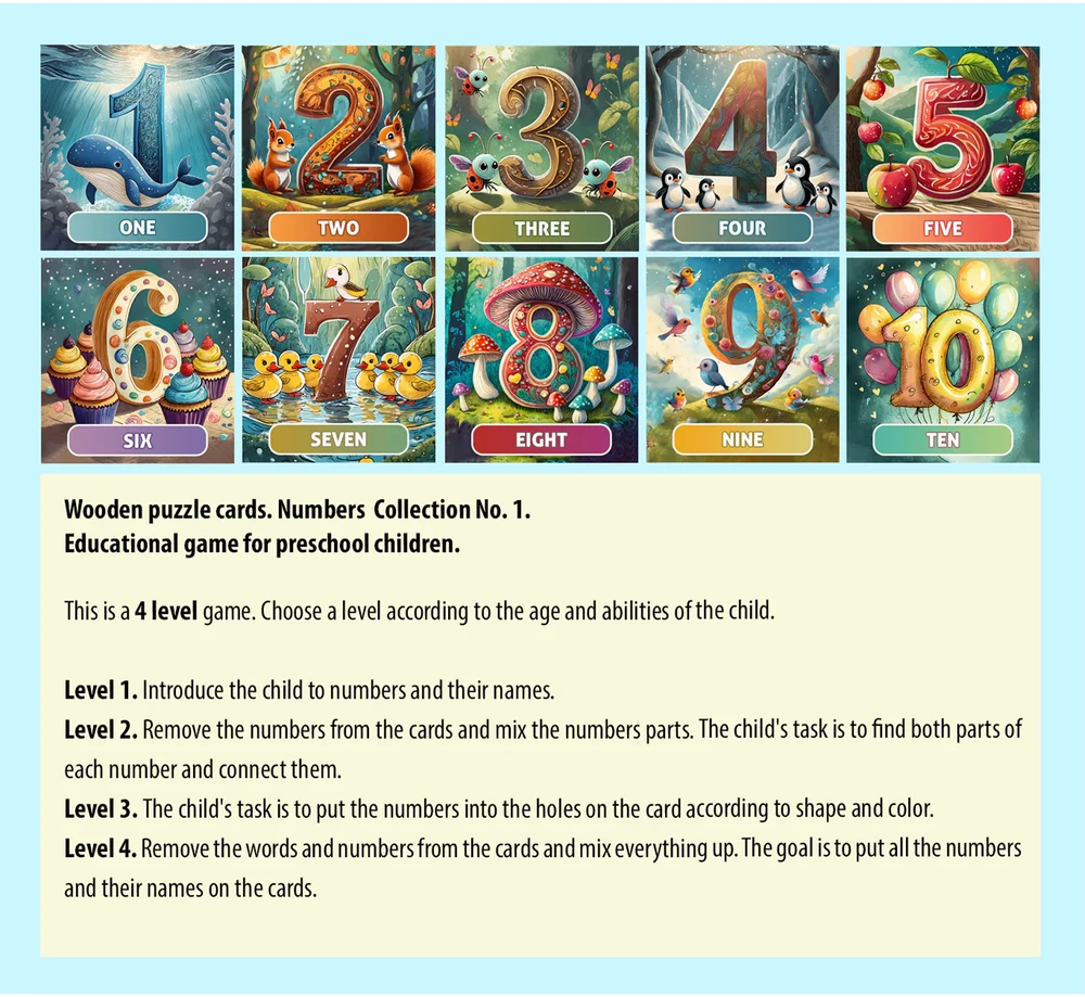 Fantasy Puzzles Lavinamoji Dėlionė Iš Medžio (Skaičių kolekcija nr. 1) (EN)