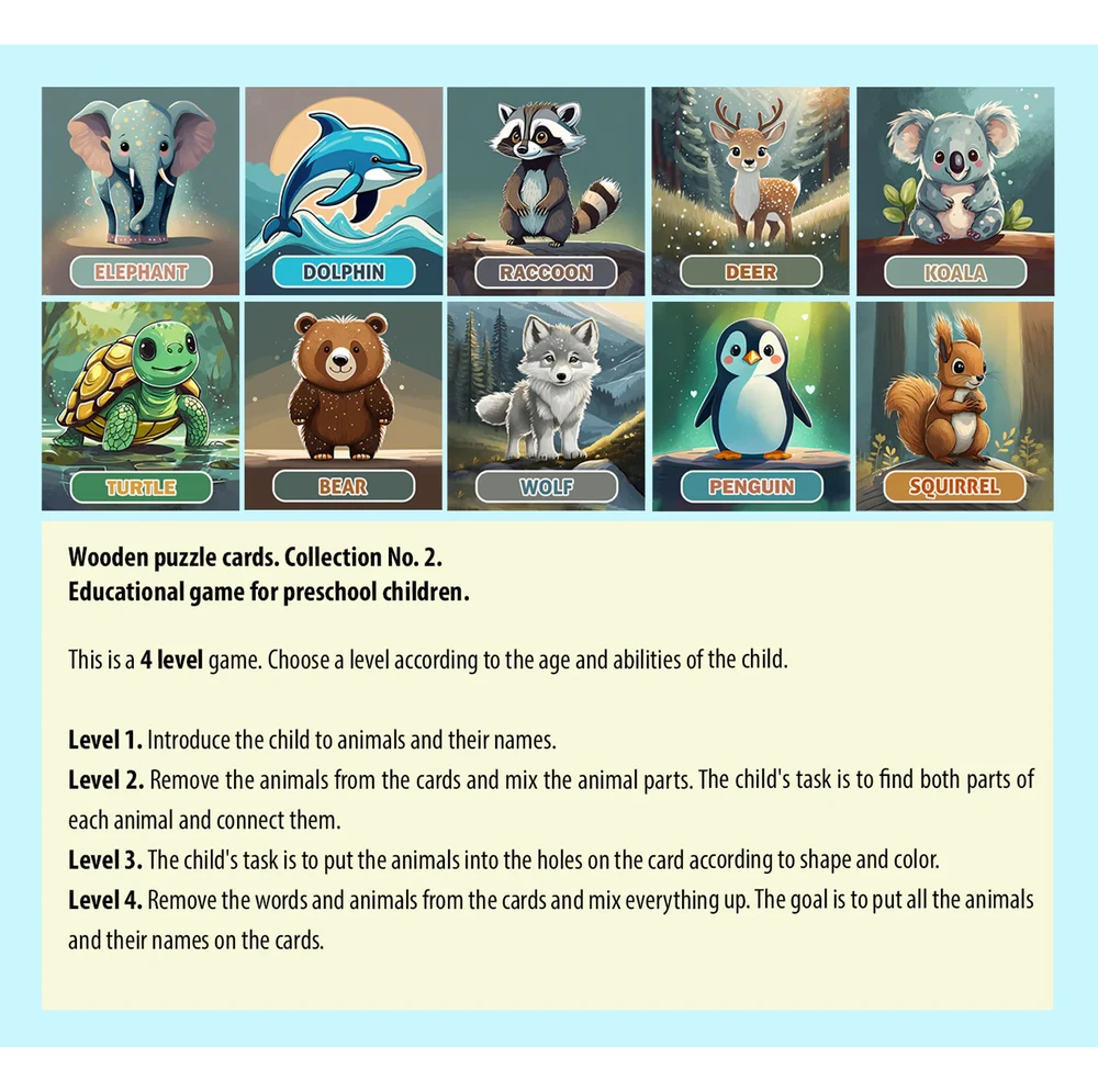 Fantasy Puzzles Lavinamoji Dėlionė Iš Medžio (Gyvūnų kolekcija nr. 2) (EN)