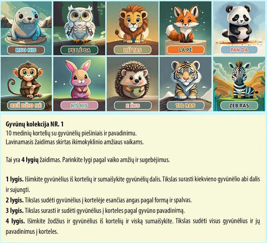 Fantasy Puzzles Lavinamoji Dėlionė Iš Medžio (Gyvūnų kolekcija nr. 1) (LT)