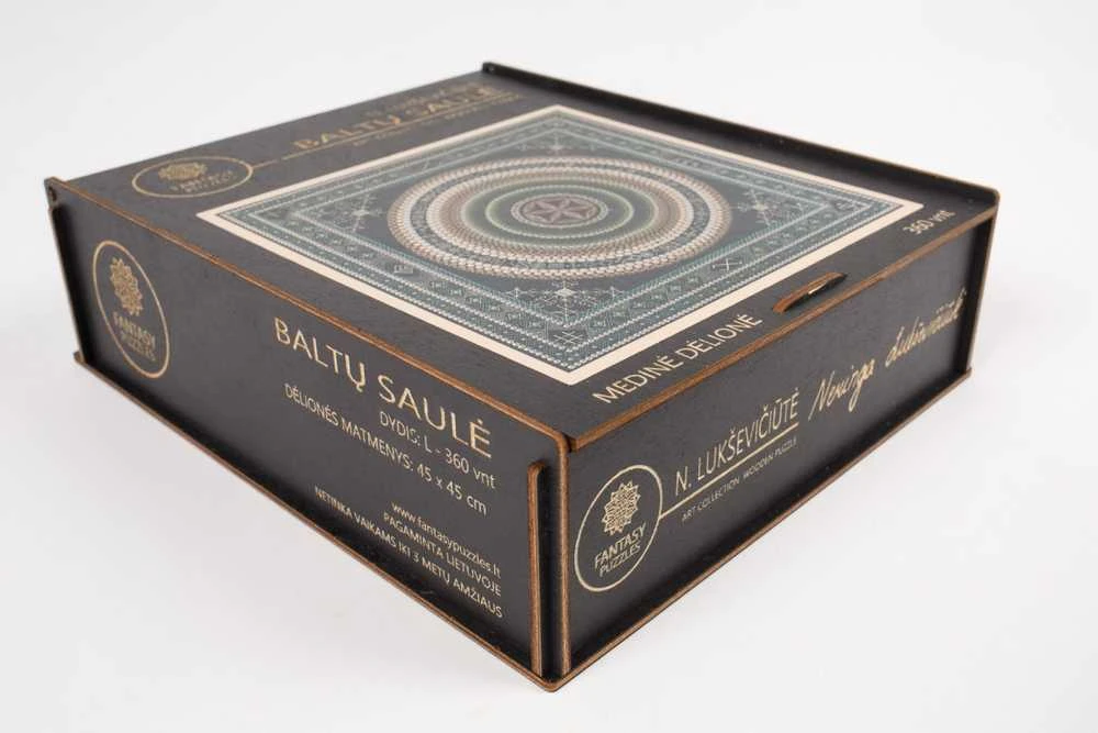 Fantasy Puzzles Medinė mandalos dėlionė „Baltų saulė“, 360 detalių