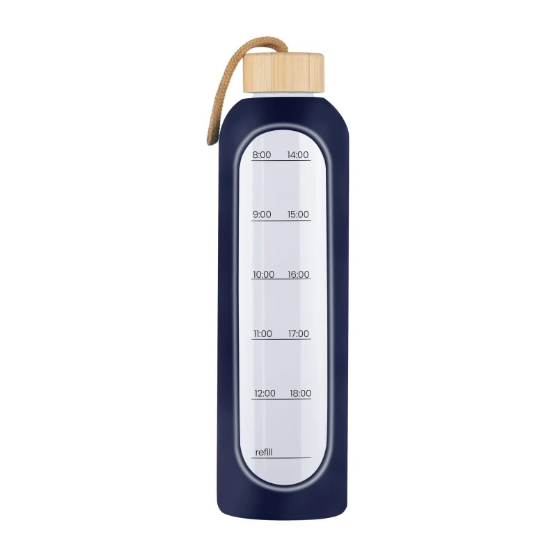 Gertuvė Feiyu Tech Gėrimo Butelis - KiCA Hydro Stiklas 1000ml Su Silikono Apvalkalu - Tamsiai Mėlyna