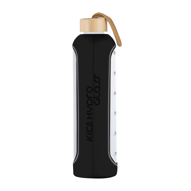 Gertuvė Feiyu Tech Sporto Butelis - FeiyuTech KiCA Hydro Glass 1000 ml Su Silikono Rankove - Juoda