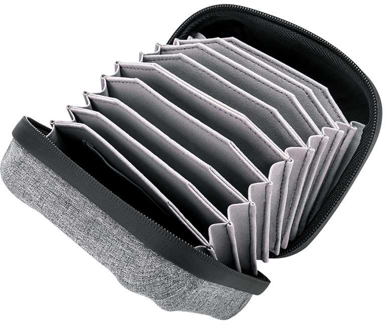 JJC Dėklas vandeniui atsparus dėklas Dėklas dėklas 10 filtrų nuo 37 iki 95 mm 95 mm / FP-k10 pilkas
