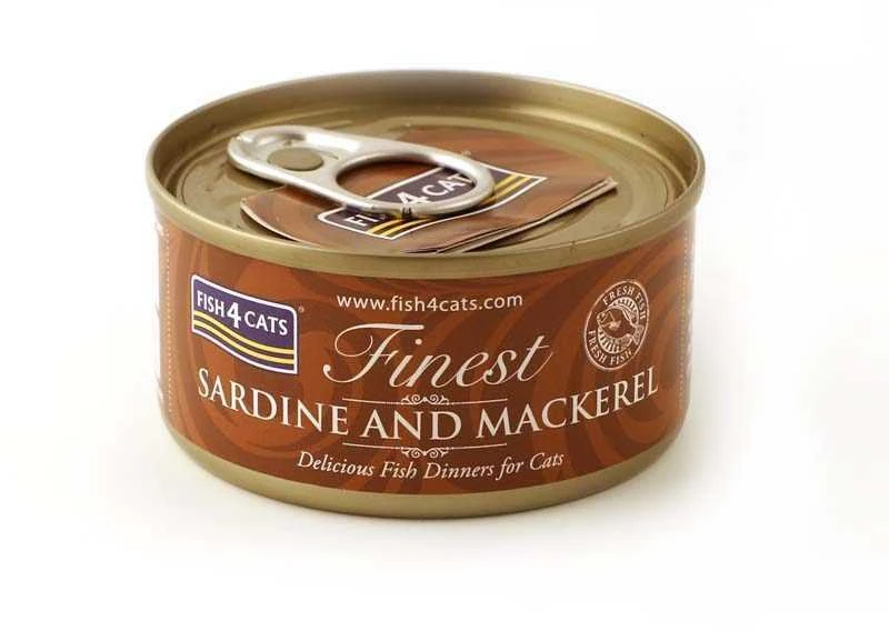 Fish4Dogs Kačių Maistas - FISH4CATS Sardinės ir Mackerelės Drėgnas Maistas 70g