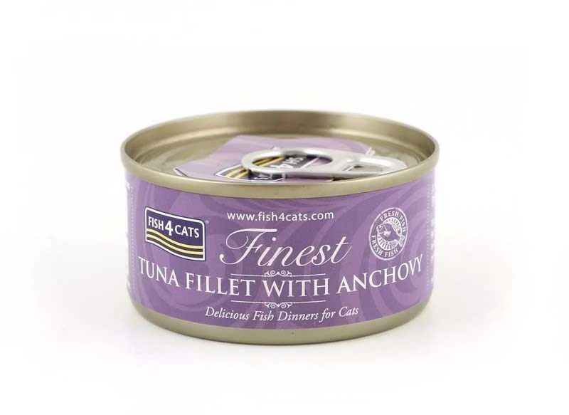 Fish4Dogs Kačių maistas - FISH4CATS Tunų Filė su Ančiuviais 70g