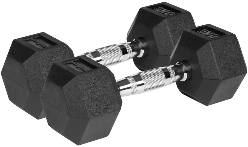 Fitneso Įranga - Rebel Active 2x5 Kg Guma Padengti Hanteliai Juodi