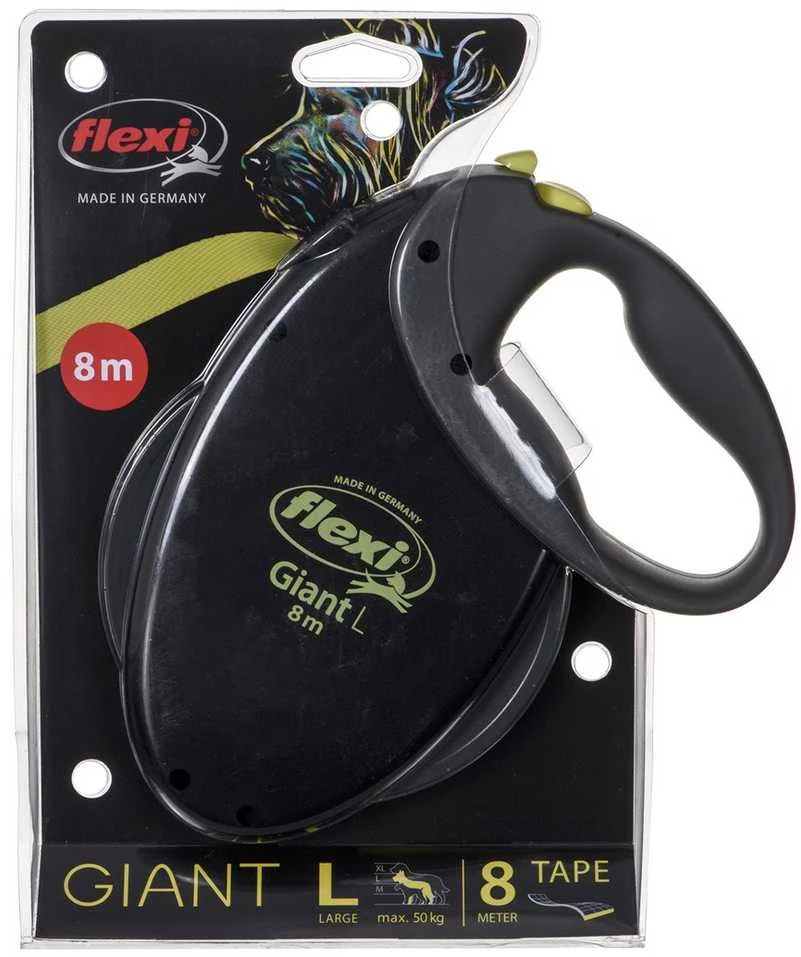 Flexi Giant Automatinis juostinis pavadėlis, 8 m / šunims iki 50kg / spalva: juoda ir pilka
