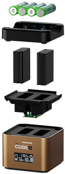 Fotoaparato Akumuliatoriaus Įkroviklis - Hähnel ProCube2 Įkroviklis Olympus Fotoaparatams, Dvigubas, 2,4 A USB, LCD