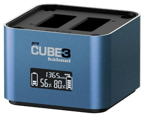 Fotoaparato Baterijų Įkroviklis - Hähnel ProCube 3 Twin Panasonic USB-C PD 30 W Su LCD Ekranu Ir AA Dėklu