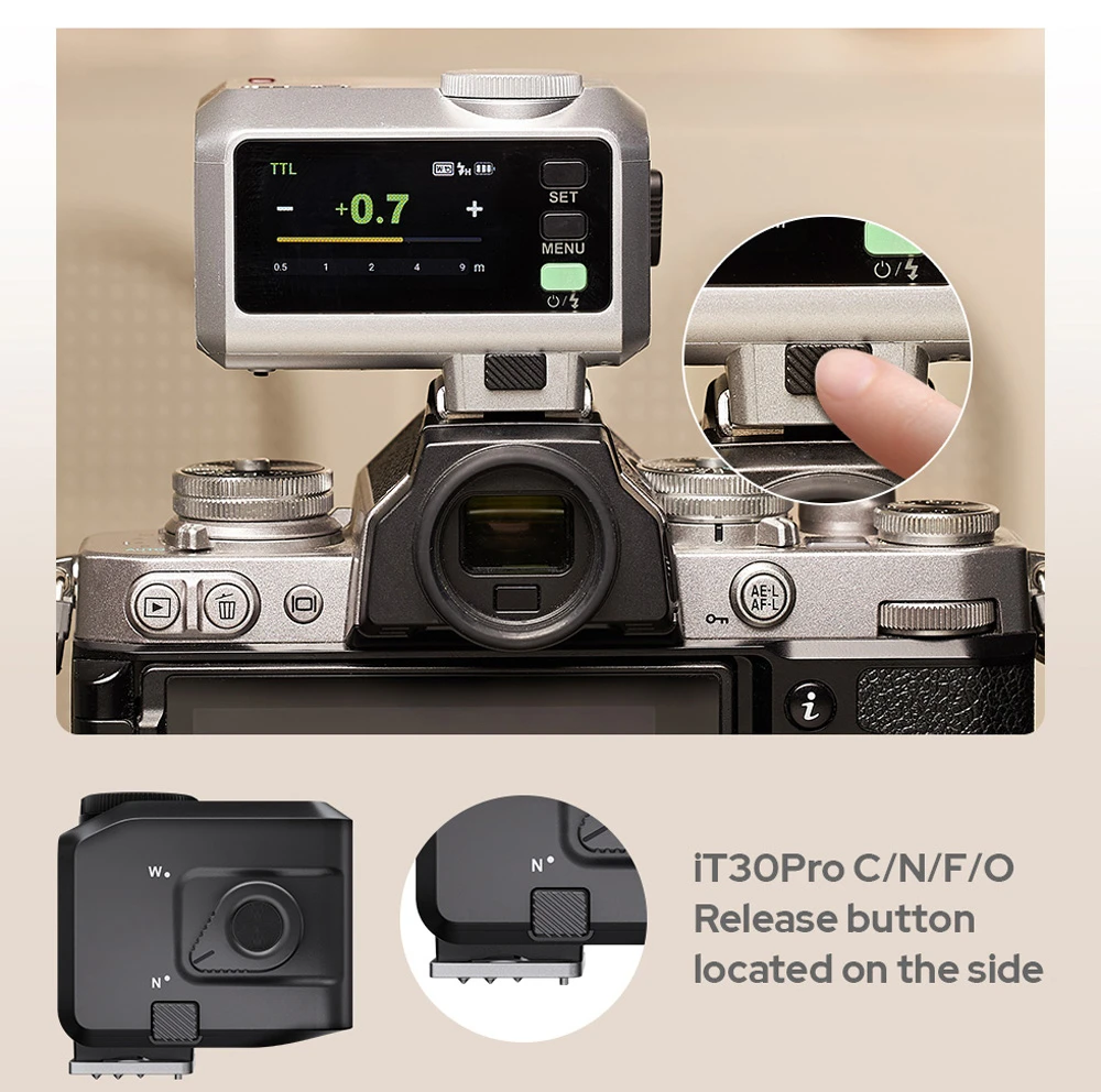 Fotoaparato blykstė - Godox iT30Pro L sidabrinė GN15 TTL 1/8000 s 2,4 GHz 120 g