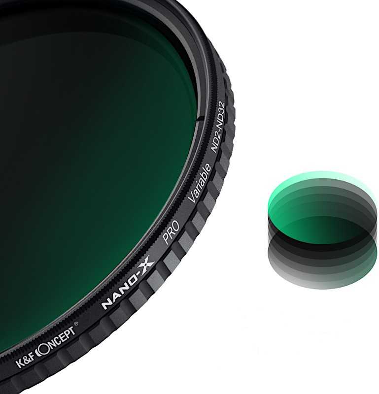 Fotografijos filtras - K&F Concept Nano-X ND2-ND32 58mm Reguliuojamas ND Filtras