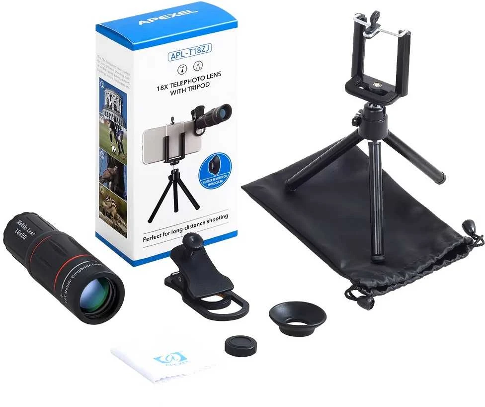 Fotoaparato Objektyvas - Apexel APL-T18XZJ 18x Telefoto Objektyvas išmaniesiems telefonams su trikojų